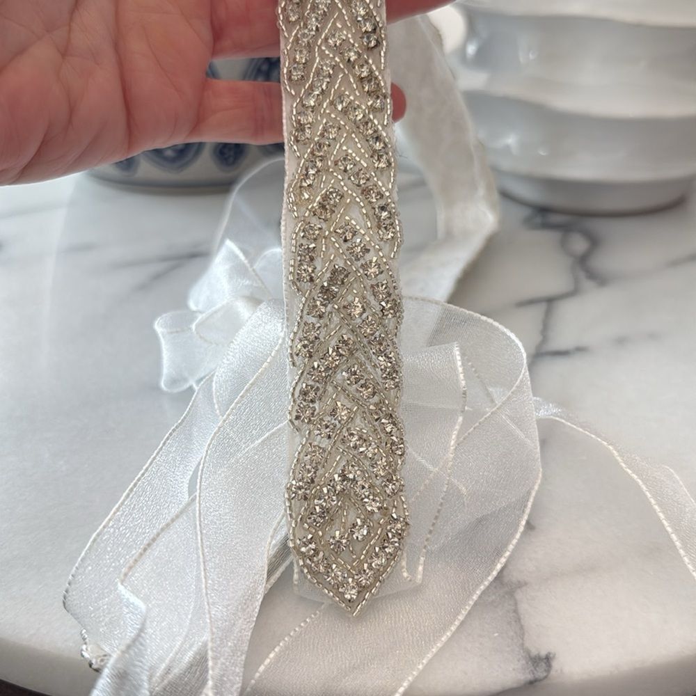 Nina Bridal Crystal Braid Sash - Picture 2 of 9
